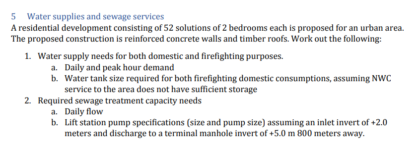 5 Water supplies and sewage services A