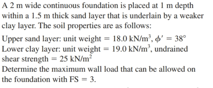 Question 2 : Determine the net permissible soil