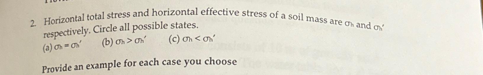 Horizontal total stress and horizontal effective