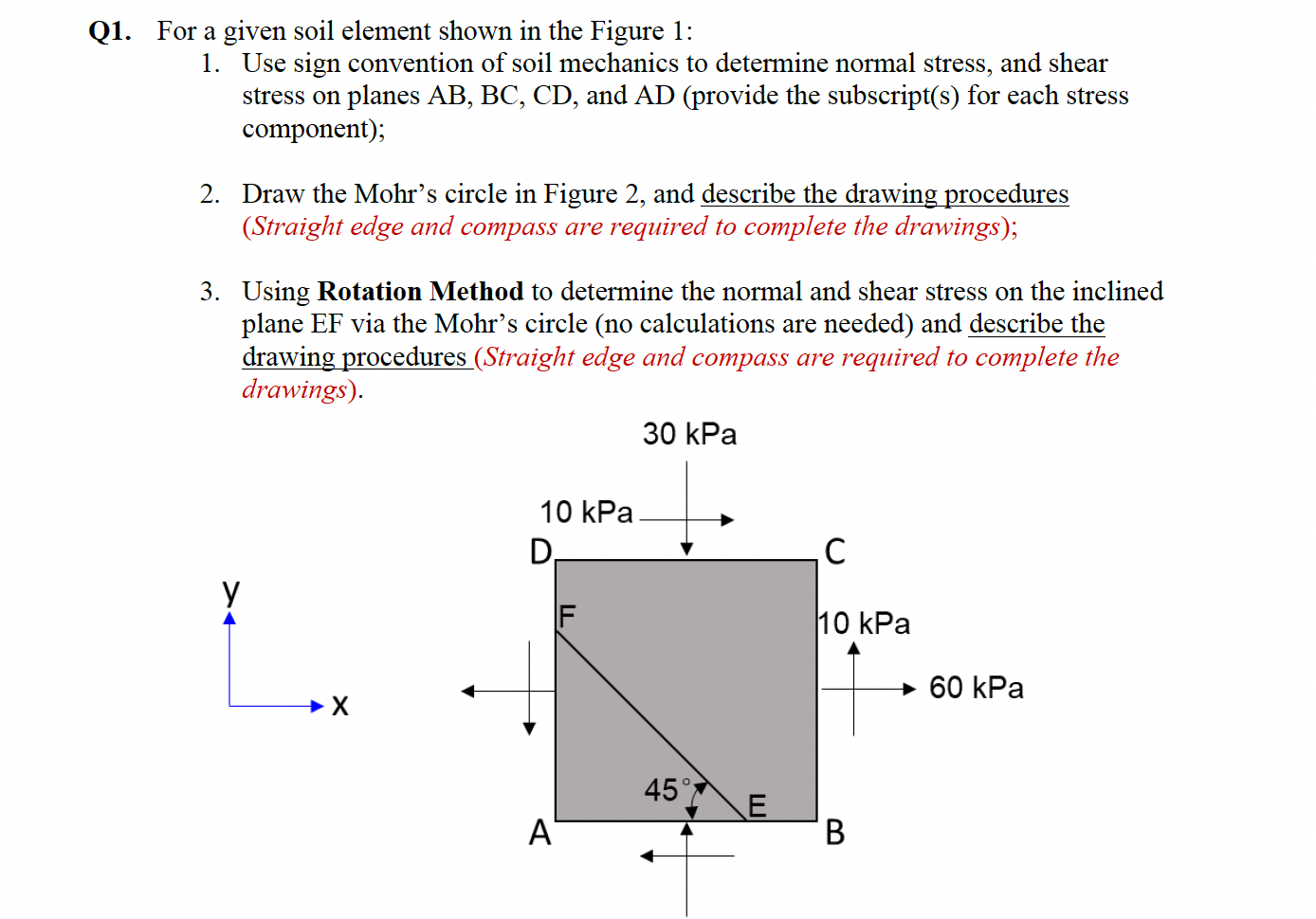 Q 1 . For a given soil element shown in the