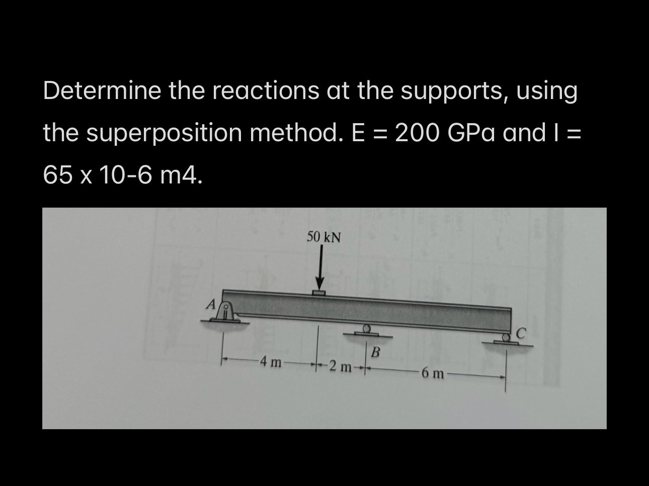 Determine the reactions at the supports, using