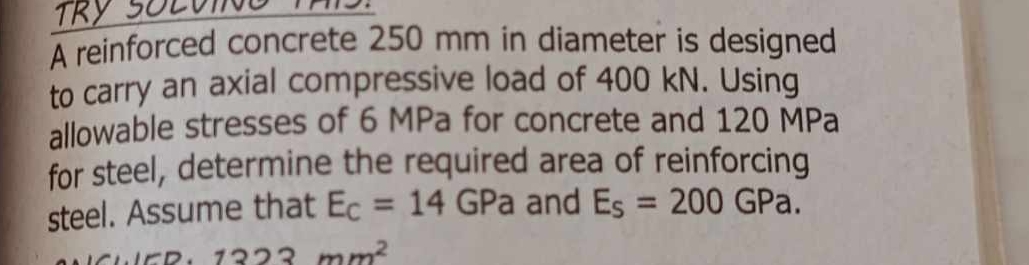 A reinforced concrete 2 5 0 mm in diameter is