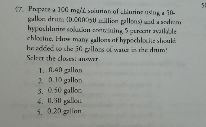 Prepare a 1 0 0 m g L solution of chlorine using