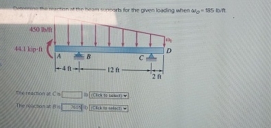 Detmmine the ferctian at the heam supports for