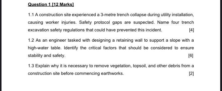 Question 1 [ 1 2 Marks ] 1 . 1 A construction