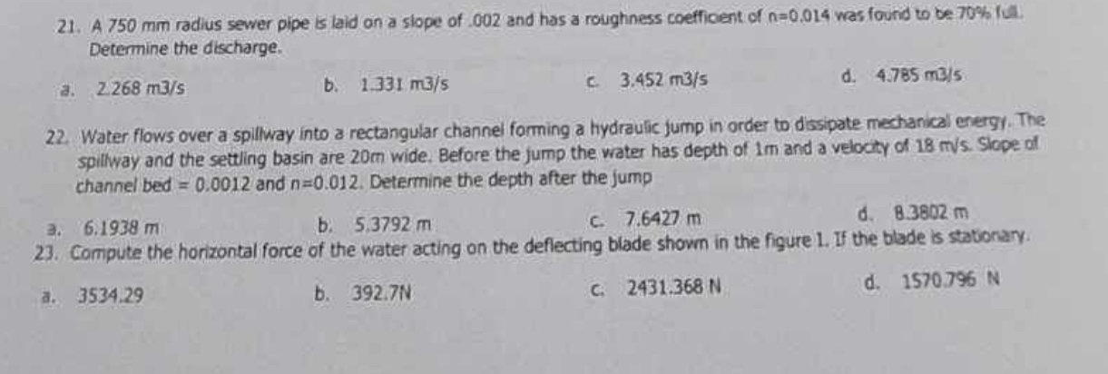 A 7 5 0 m m radius sewer pipe is laid on a slope