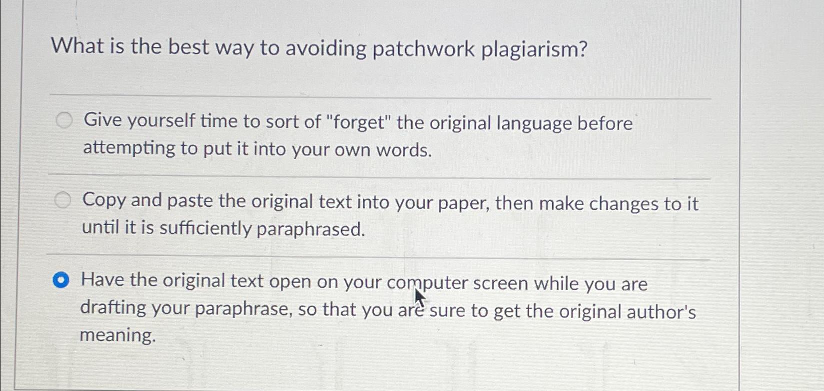 What is the best way to avoiding patchwork