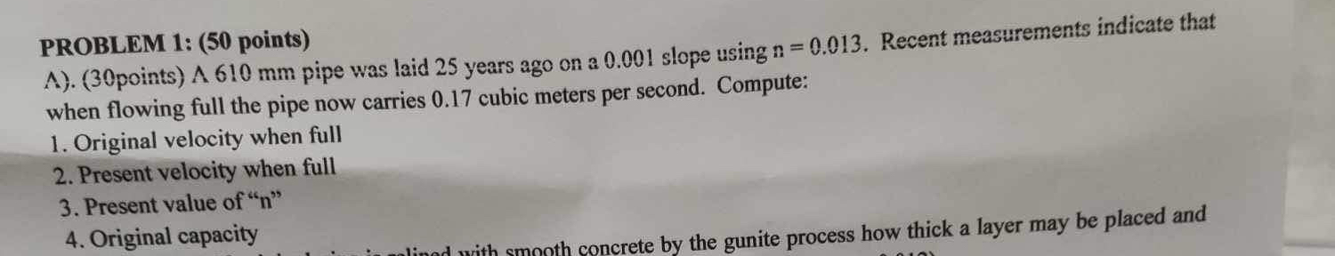 A ) . A 6 1 0 m m pipe was laid 2 5 years ago on