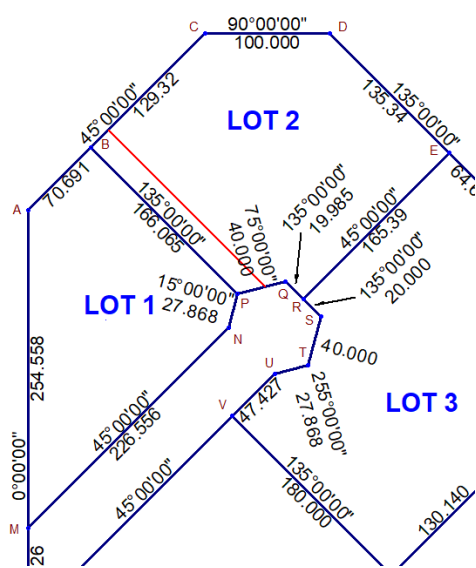 The area of Lot 1 is currently 2 . 8 7 6 ha; the