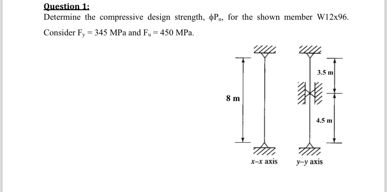 Question 1 : Determine the compressive design