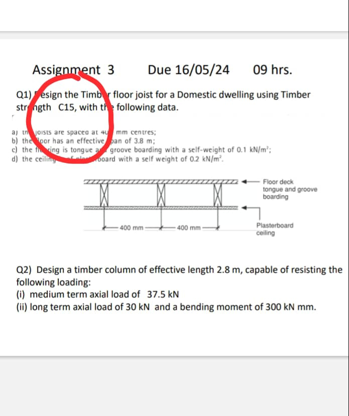 Assignment 3 Due 1 6 / 0 5 / 2 4 0 9 h r s . Q 1