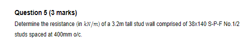 Question 5 ( 3 marks ) Determine the resistance (