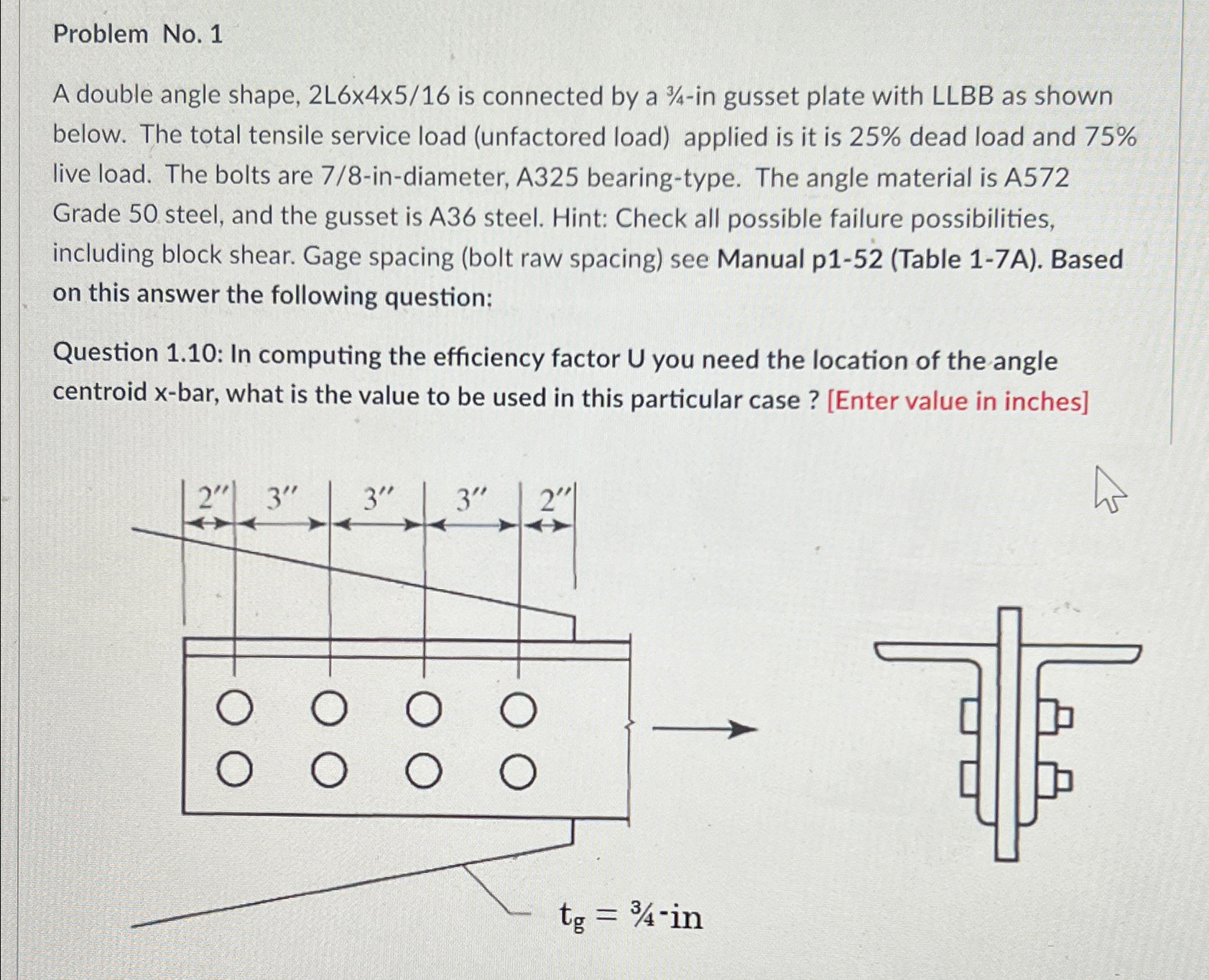 Problem No . 1 A double angle shape, 2 L 6 4 5 1