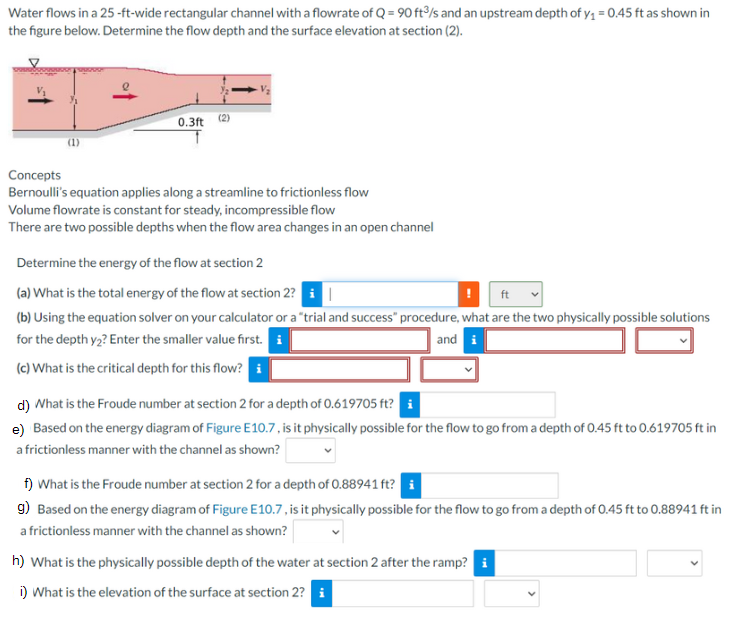 Water flows in a 2 5 - f t - wide rectangular
