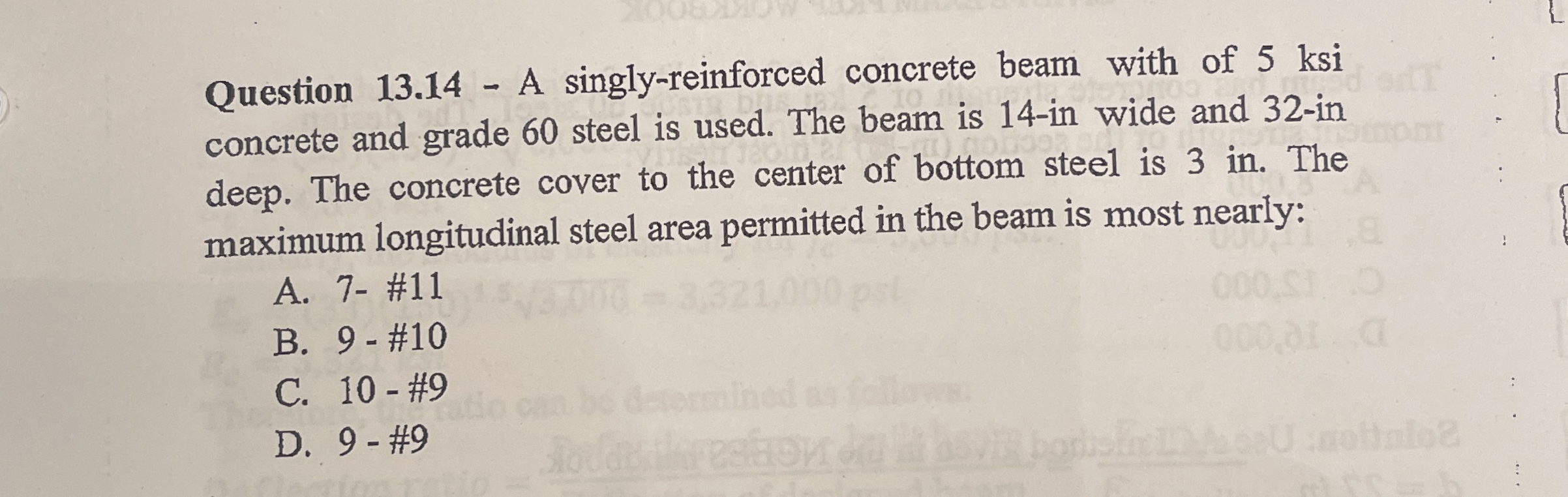 Question 1 3 . 1 4 - A singly - reinforced