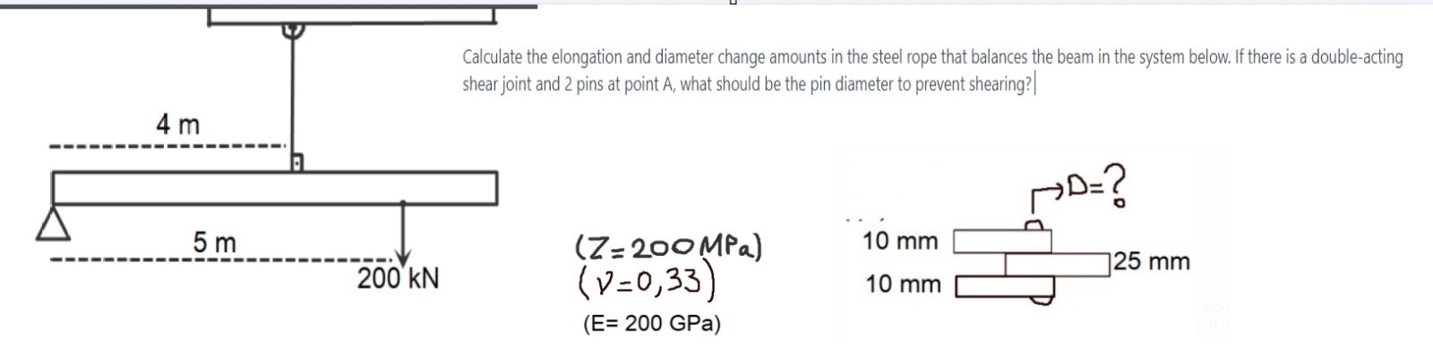 Calculate the elongation and diameter change
