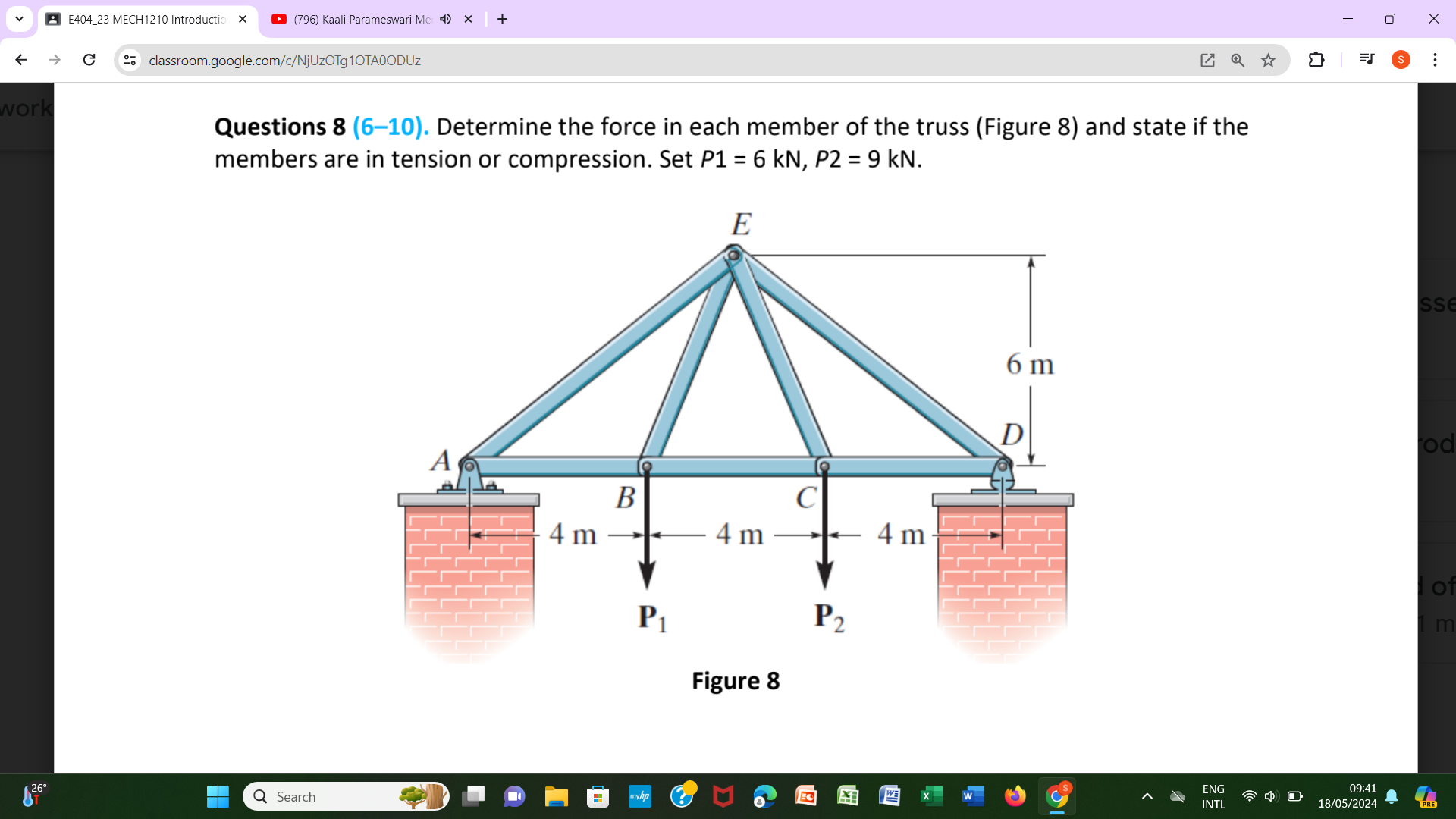 Questions 8 ( 6 - 1 0 ) . Determine the force in