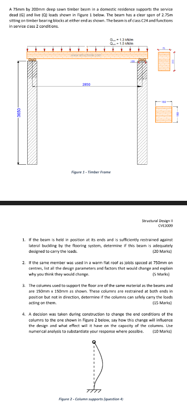A 7 5 m m by 2 0 0 m m deep sawn timber beam in a