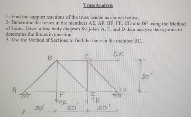 Truss Analysis 1 - Find the support reactions of