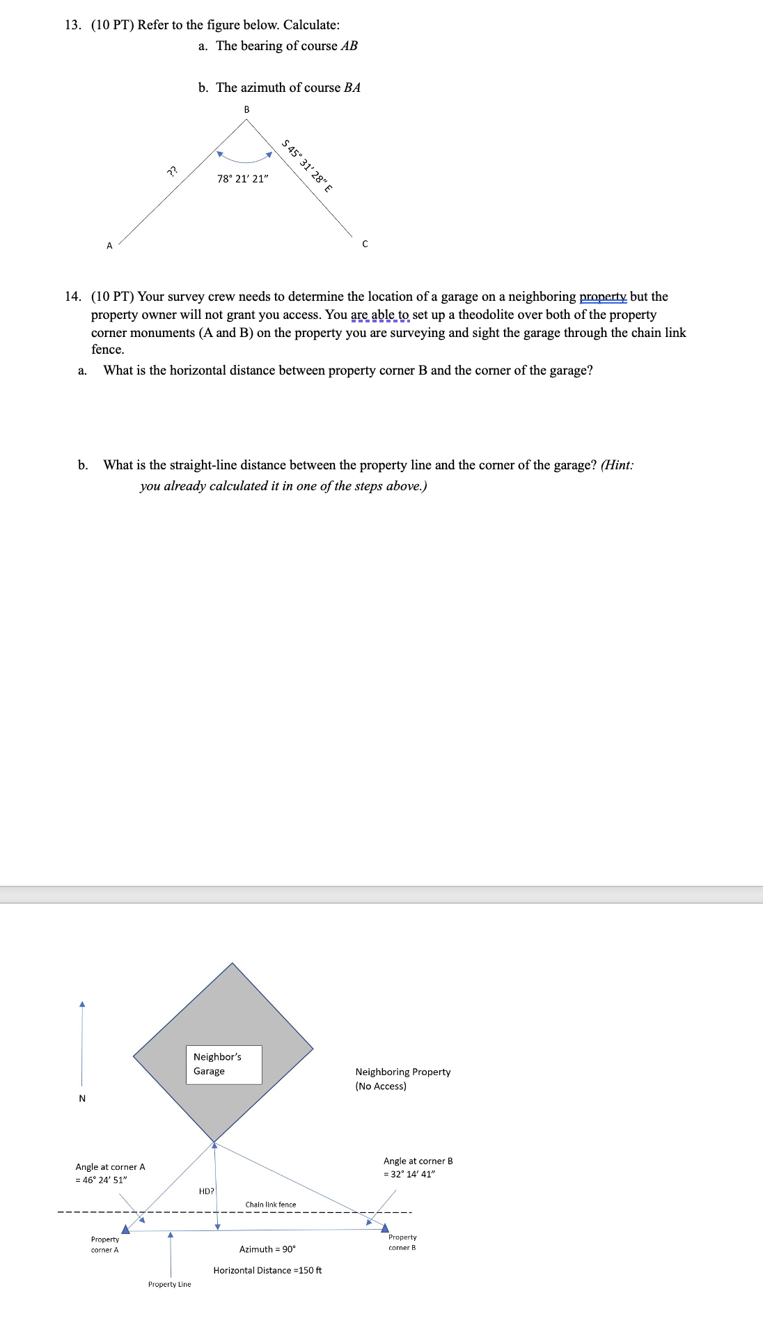 ( 1 0 PT ) Refer to the figure below. Calculate: