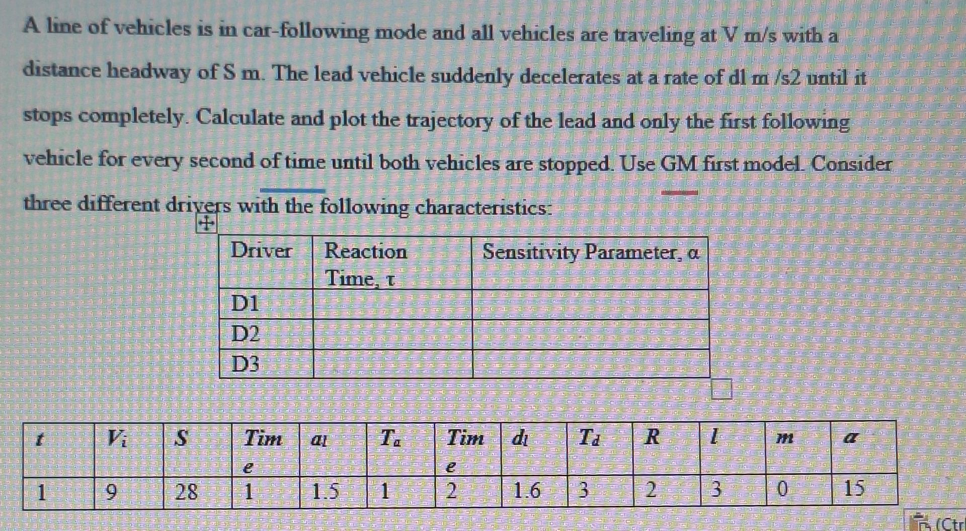 A line of vehicles is in car - following mode and