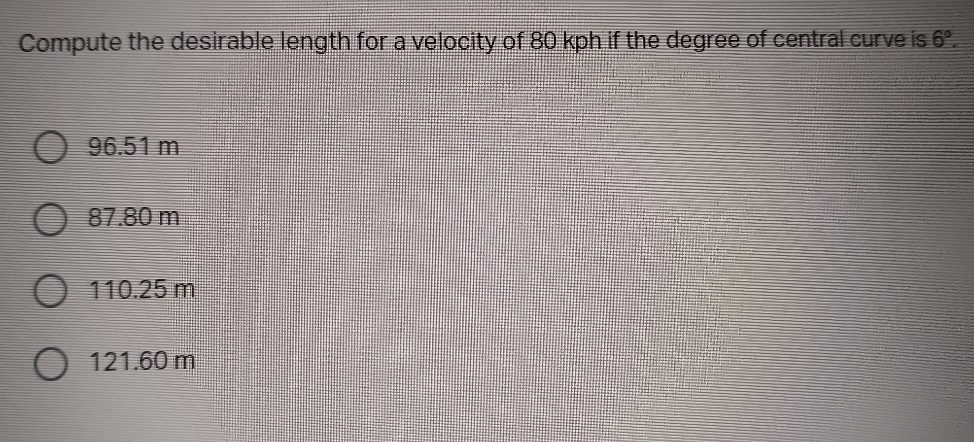 Compute the desirable length for a velocity of 8