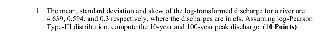 The mean, standard deviation and skew of the log