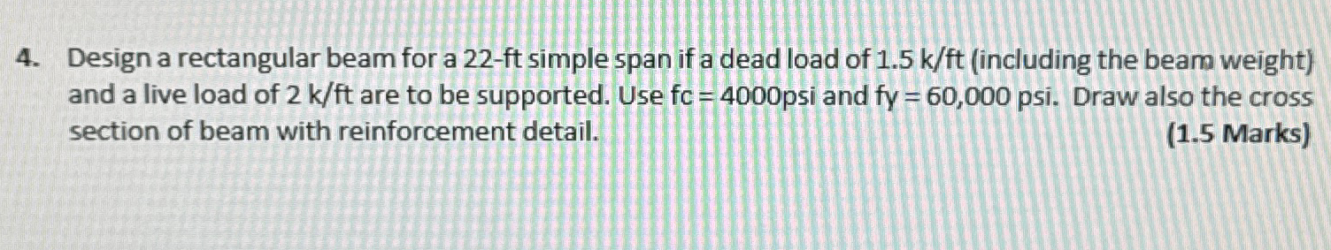 Design a rectangular beam for a 2 2 - f t simple