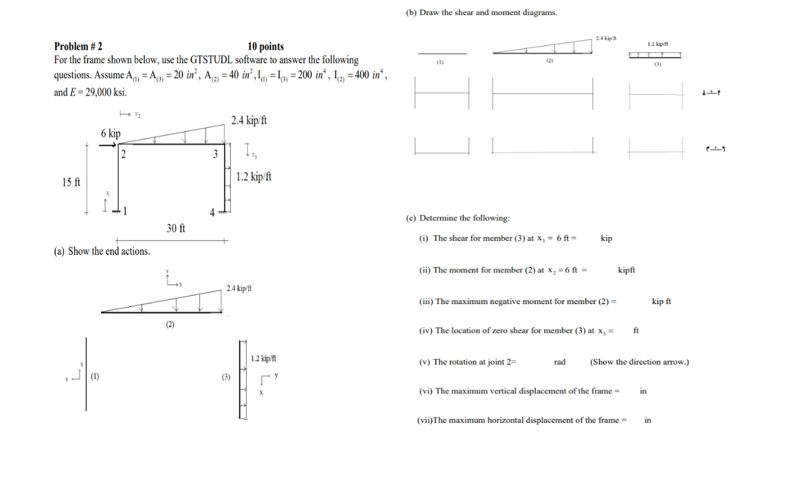( b ) Draw the shear and moment diagrams. Problem