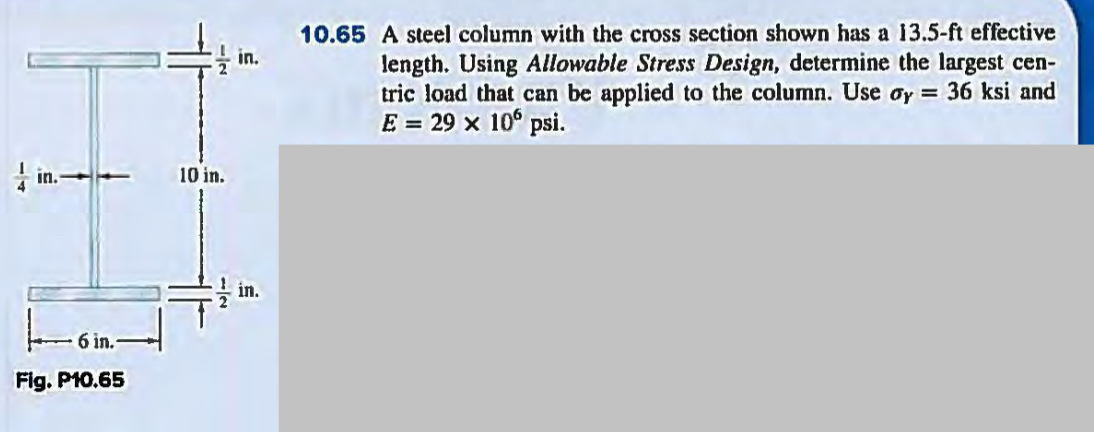 1 0 . 6 5 A steel column with the cross section