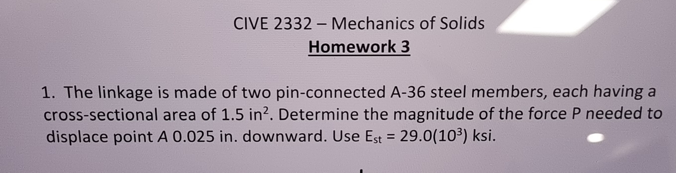 CIVE 2 3 3 2 - Mechanics of Solids Homework 3 The