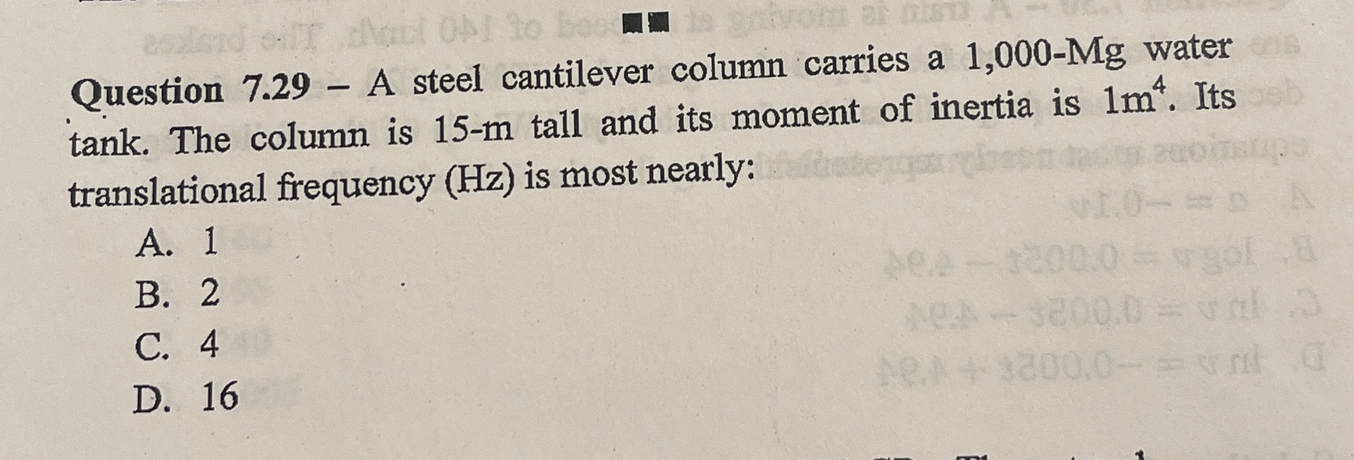 Question 7 . 2 9 - A steel cantilever column