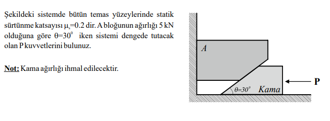 ekildeki sistemde b t n temas y zeylerinde statik
