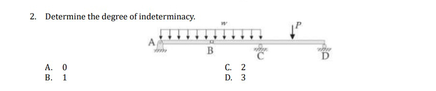 Determine the degree of indeterminacy. A . 0 C .
