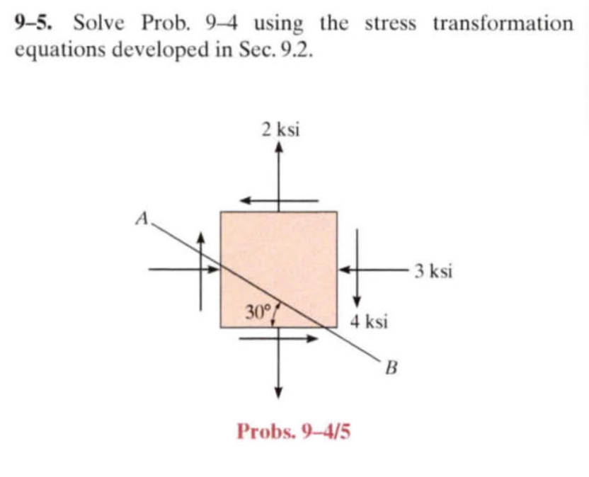 9 - 5 . Solve Prob. 9 - 4 using the stress