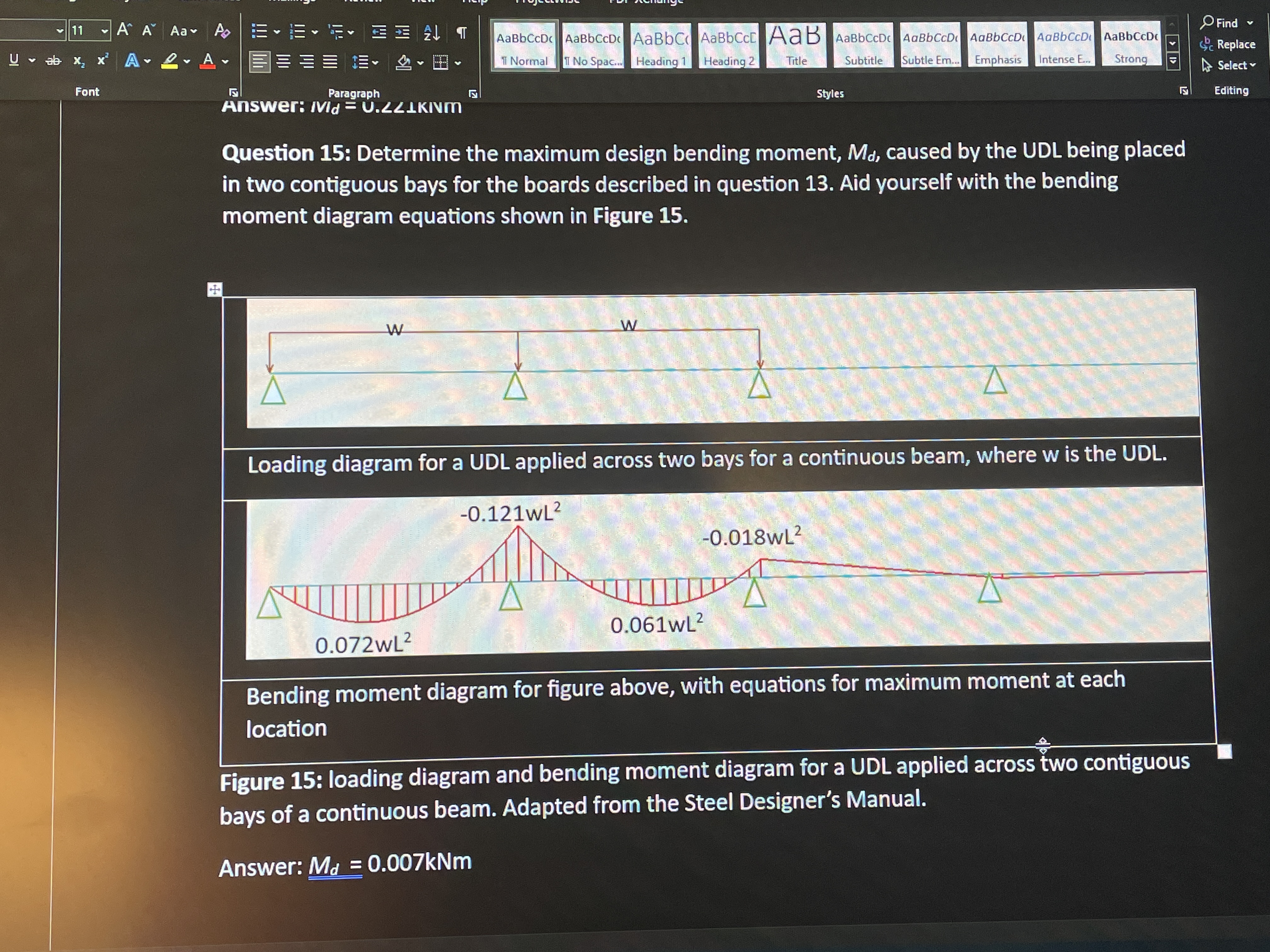 Question 1 5 : Determine the maximum design