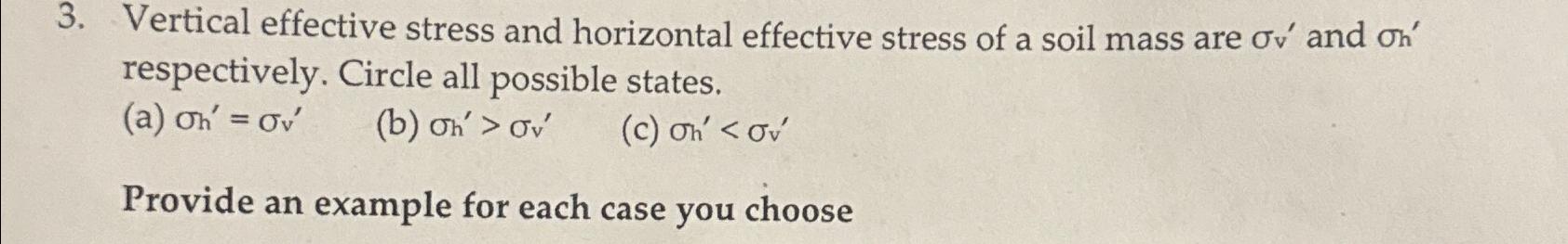 Vertical effective stress and horizontal