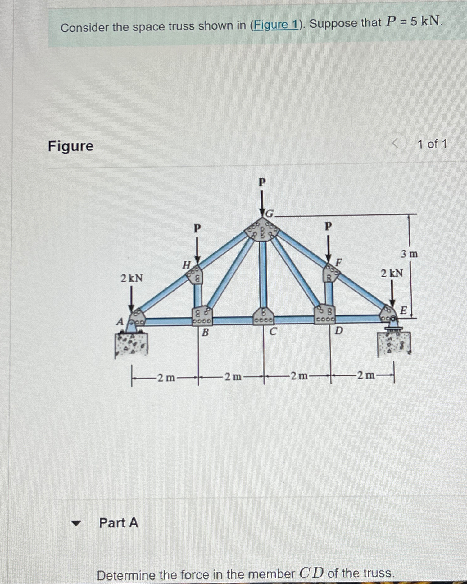 Consider the space truss shown in ( Figure 1 ) .