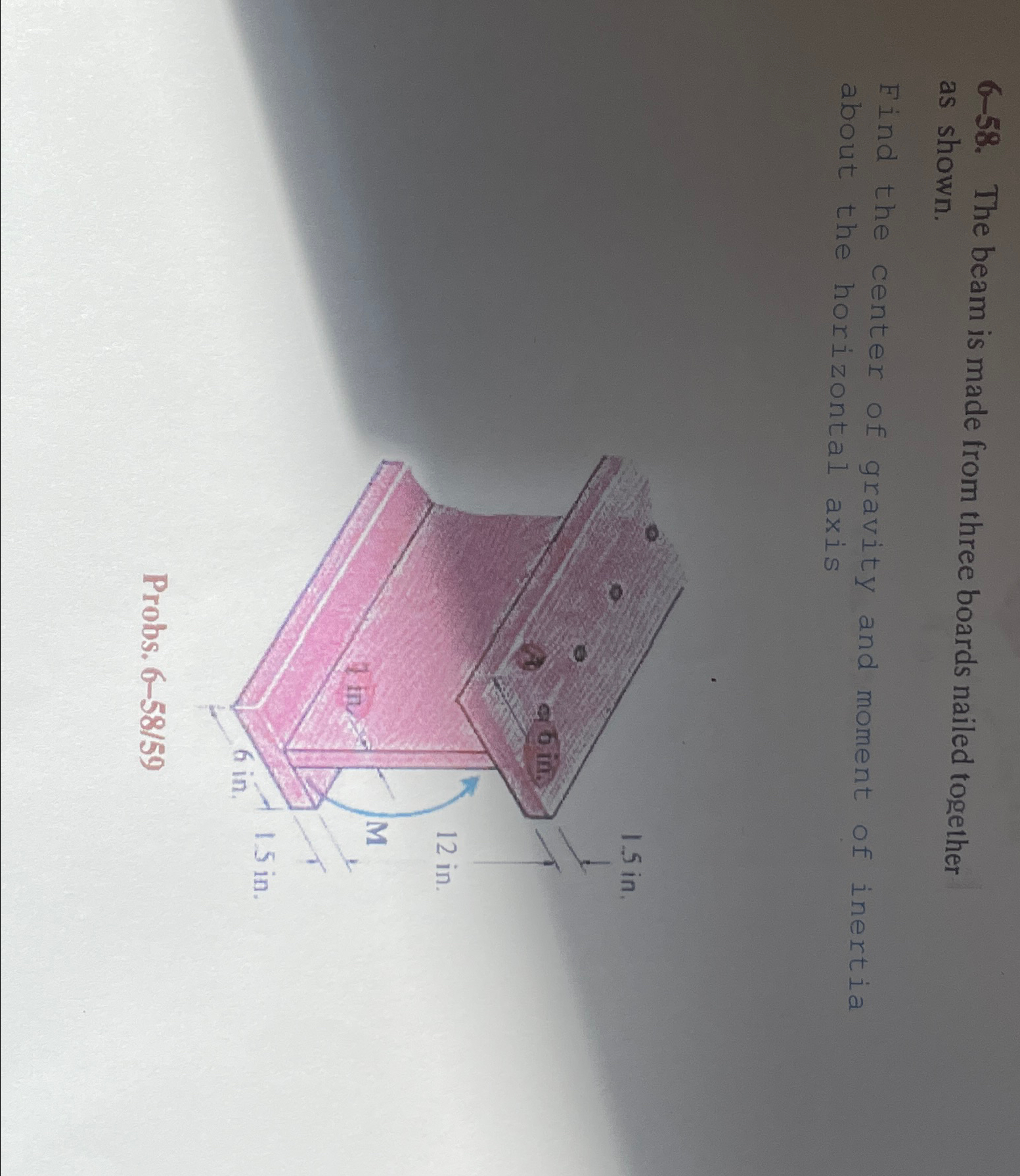 6 - 5 8 . The beam is made from three boards