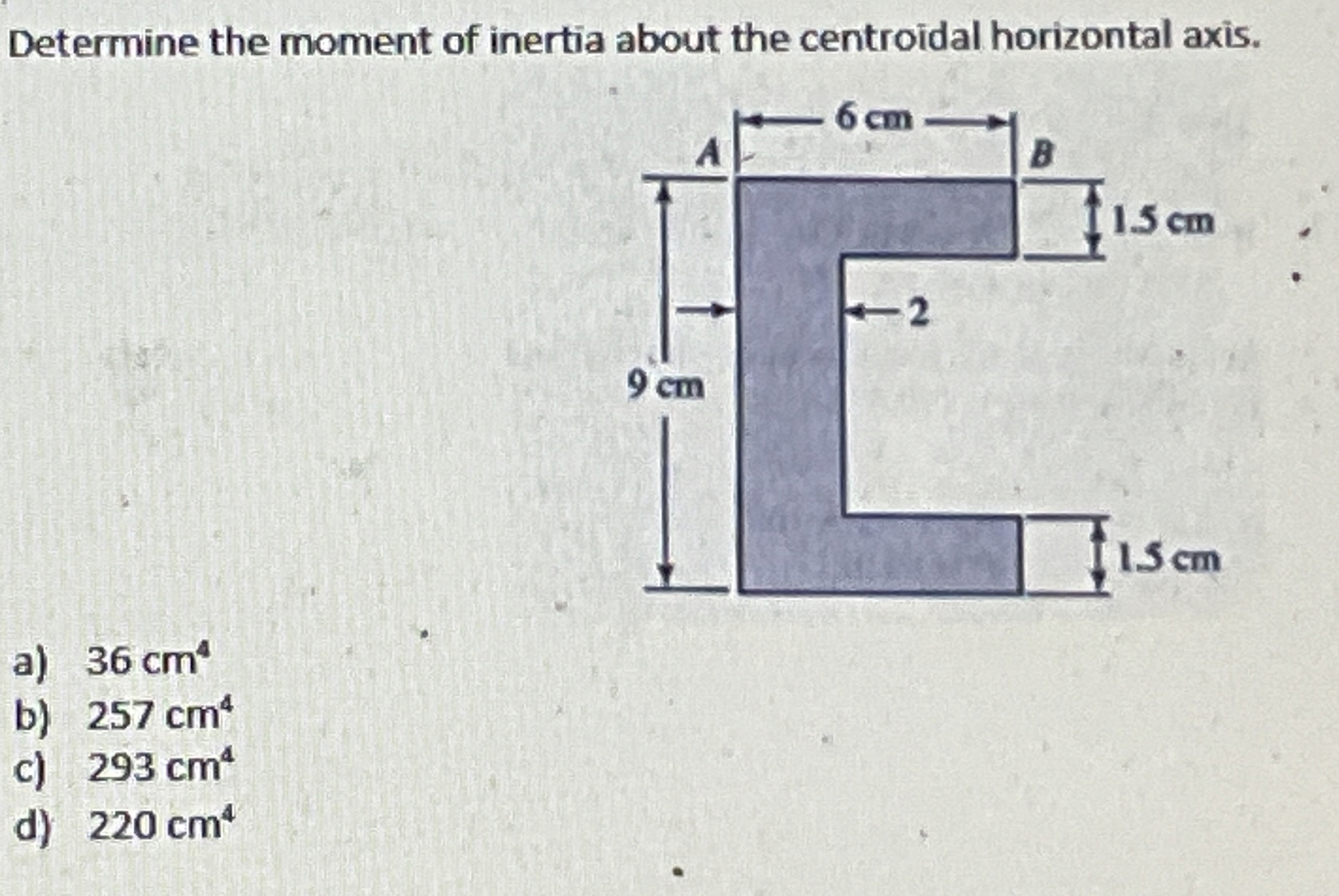 Determine the moment of inertia about the