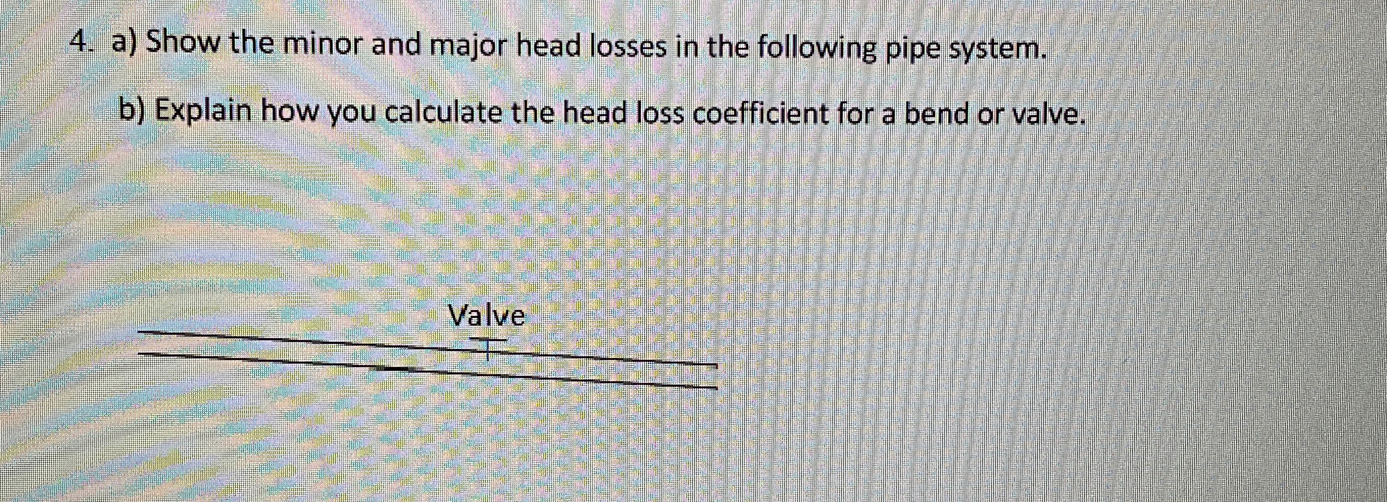 a ) Show the minor and major head losses in the