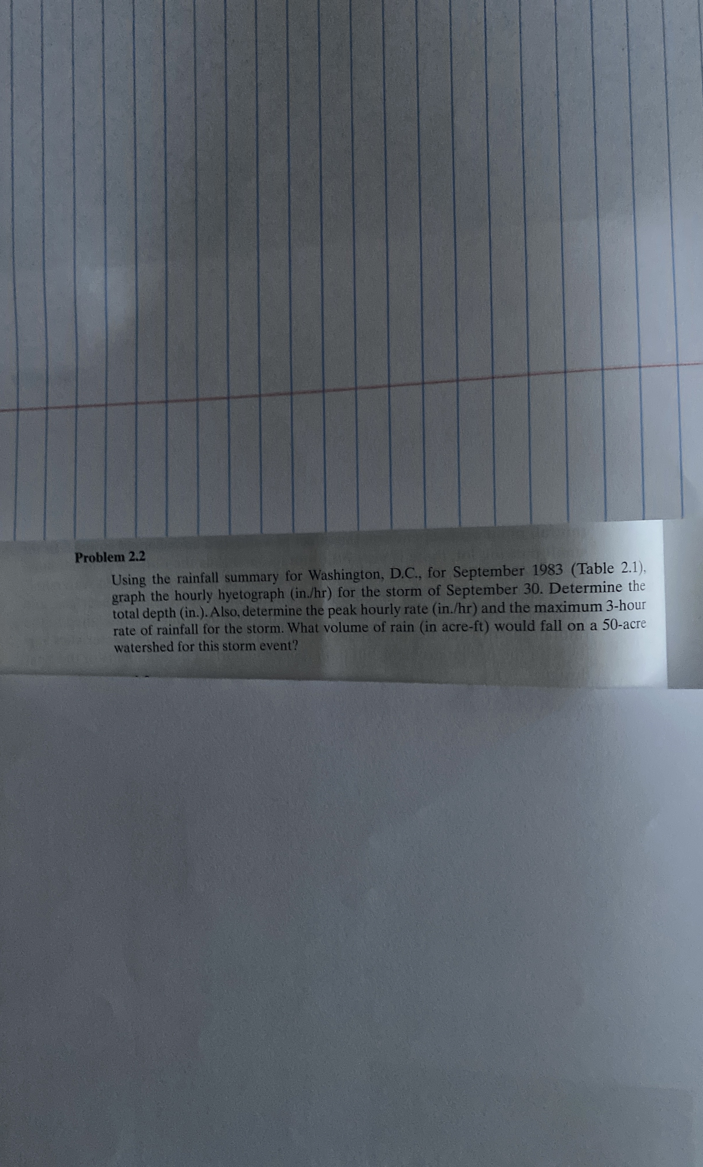 Problem 2 . 2 Using the rainfall summary for