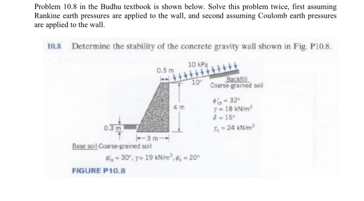 Problem 1 0 . 8 in the Budhu textbook is shown