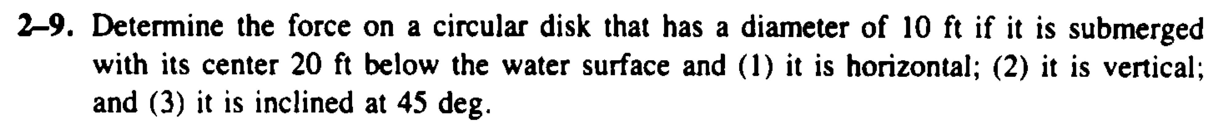 2 - 9 . Determine the force on a circular disk