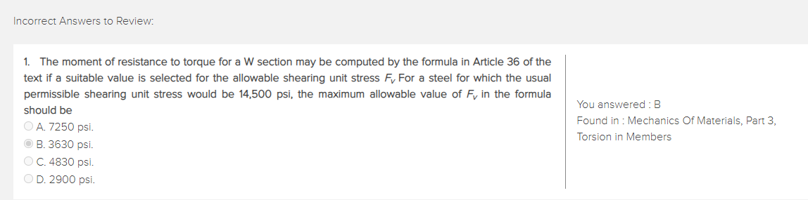 Incorrect Answers to Review: The moment of