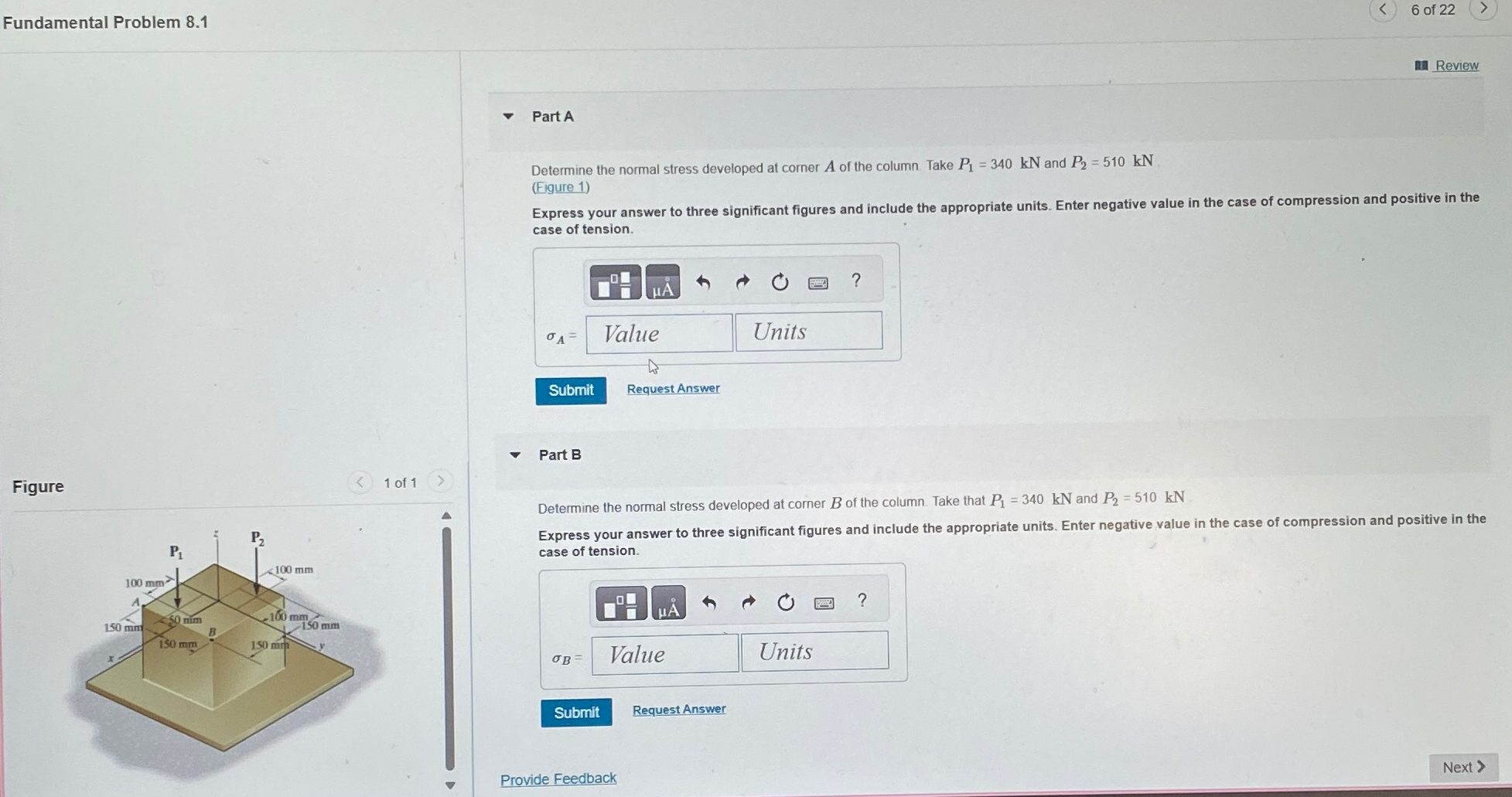 Fundamental Problem 8 . 1 6 of 2 2 Review Part A