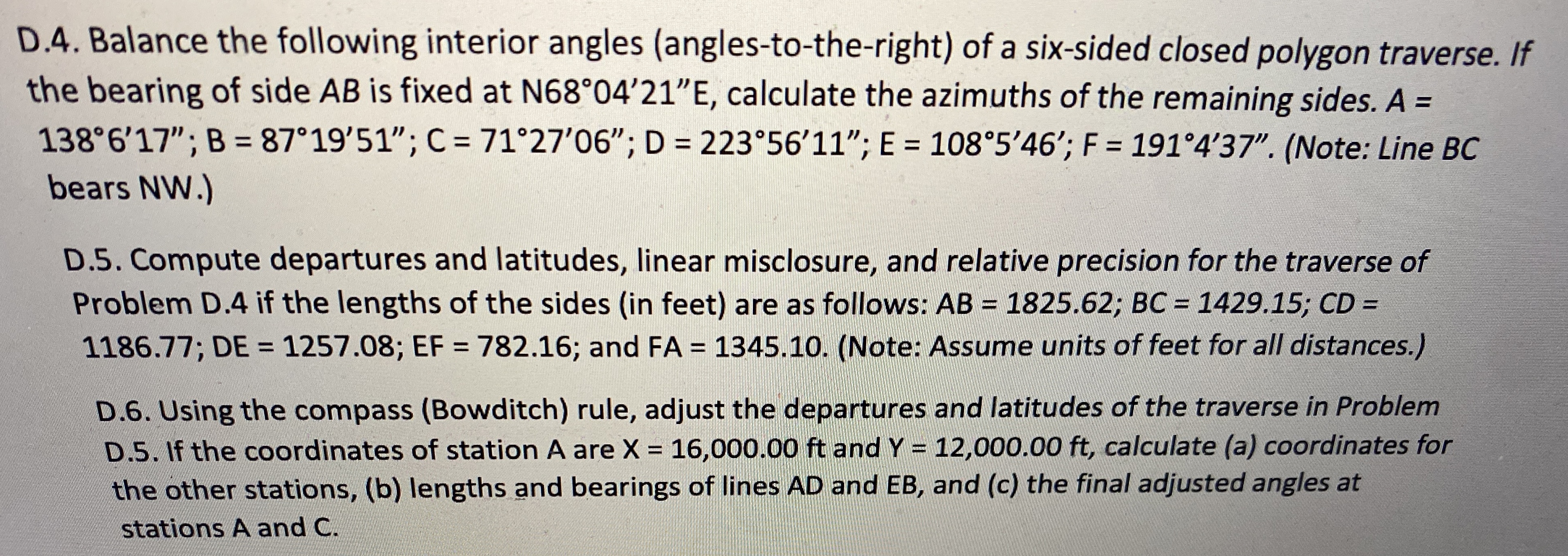 D . 4 . Balance the following interior angles (
