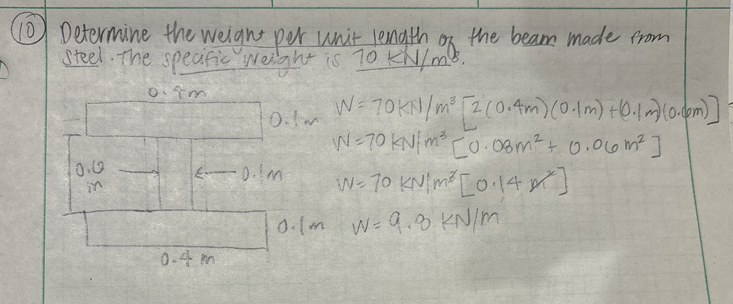 ( 1 0 ) Determine the weight per Unit length of