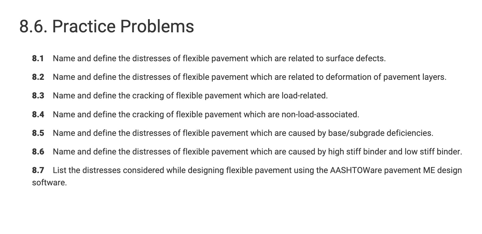 8 . 6 . Practice Problems 8 . 1 Name and define