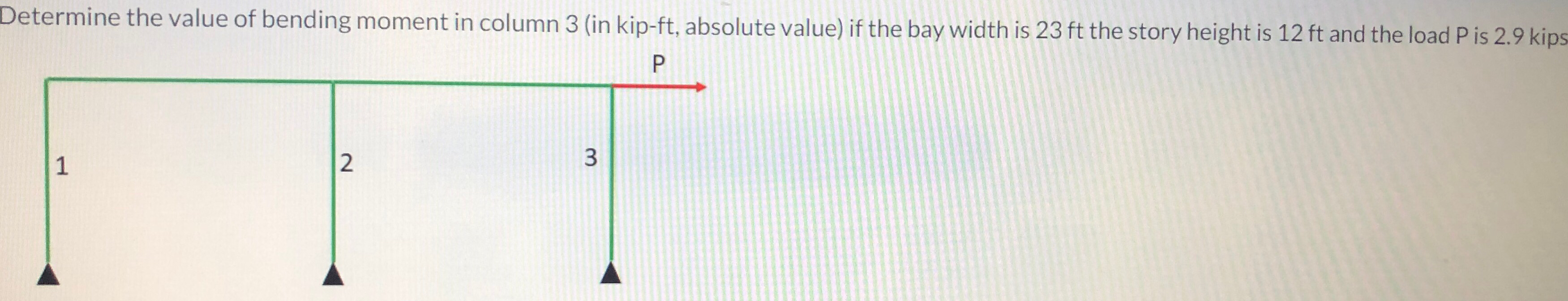 Determine the value of bending moment in column 3